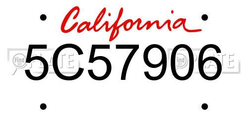 5C57906 California License Plate
