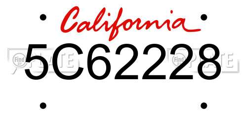 5C62228 California License Plate