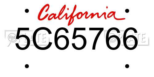 5C65766 California License Plate