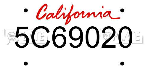 5C69020 California License Plate