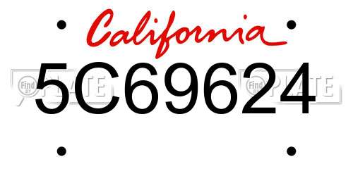 5C69624 California License Plate