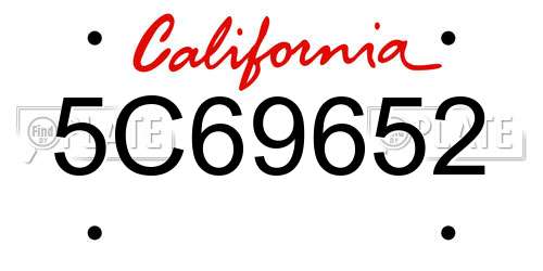 5C69652 California License Plate