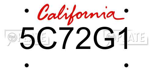 5C72G1 California License Plate