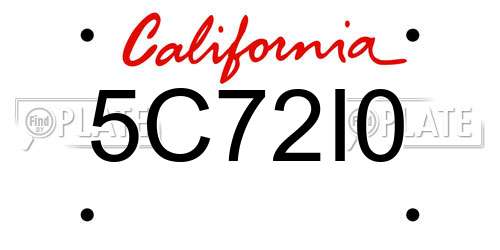 5C72I0 California License Plate