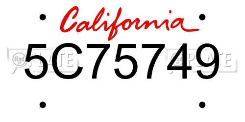 5C75749 California License Plate