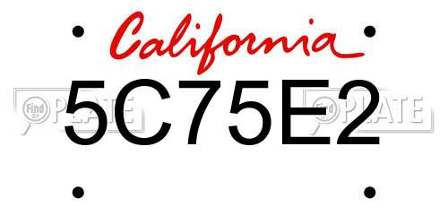 5C75E2 California License Plate