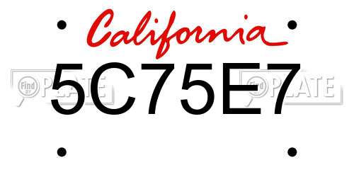 5C75E7 California License Plate