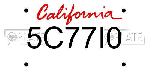 5C77I0 California License Plate