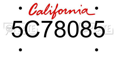 5C78085 California License Plate
