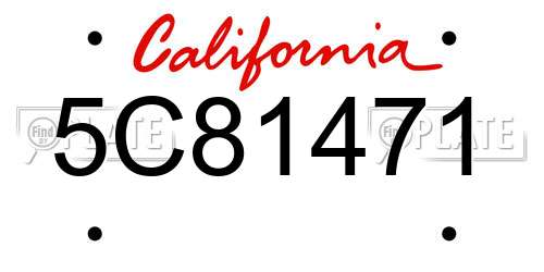 5C81471 California License Plate
