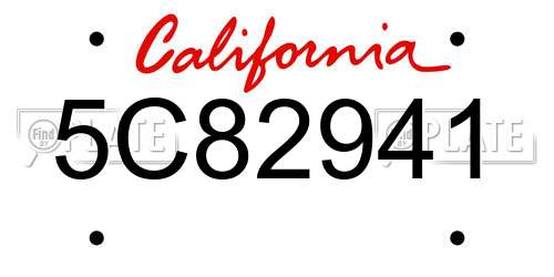 5C82941 California License Plate