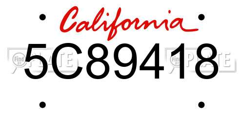5C89418 California License Plate