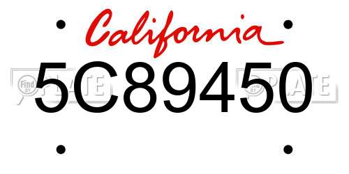 5C89450 California License Plate
