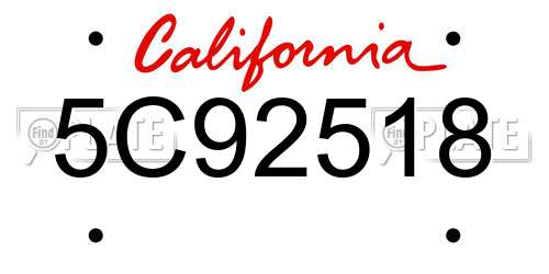 5C92518 California License Plate