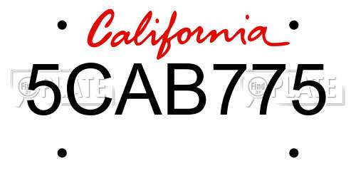 5CAB775 California License Plate