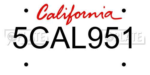 5CAL951 California License Plate