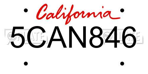 5CAN846 California License Plate