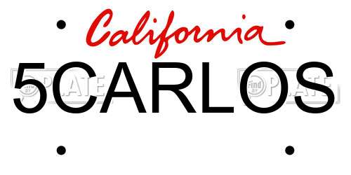 5CARLOS California License Plate