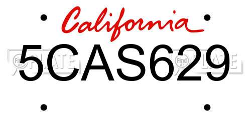5CAS629 California License Plate