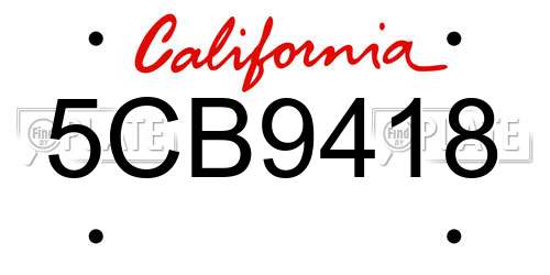 5CB9418 California License Plate