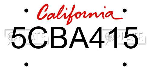 5CBA415 California License Plate