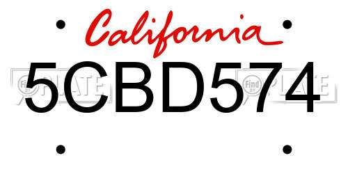 5CBD574 California License Plate