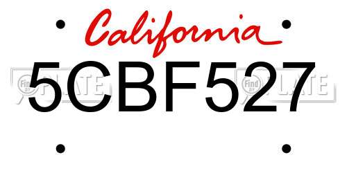 5CBF527 California License Plate