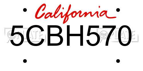 5CBH570 California License Plate