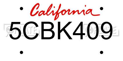 5CBK409 California License Plate
