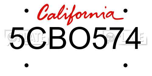 5CBO574 California License Plate