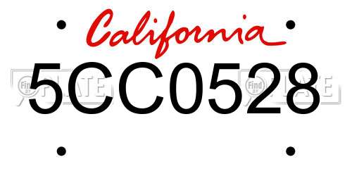 5CC0528 California License Plate
