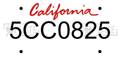 5CC0825 California License Plate