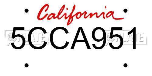 5CCA951 California License Plate