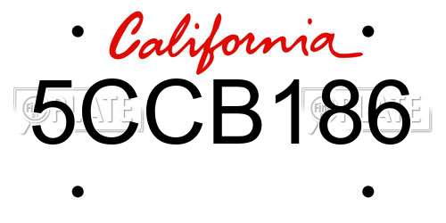 5CCB186 California License Plate