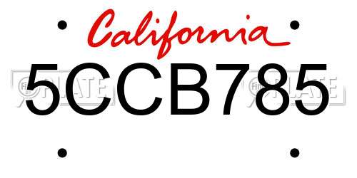 5CCB785 California License Plate