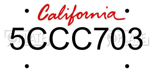 5CCC703 California License Plate