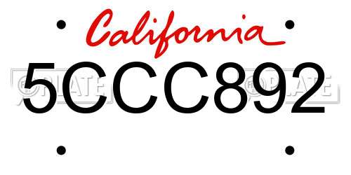 5CCC892 California License Plate