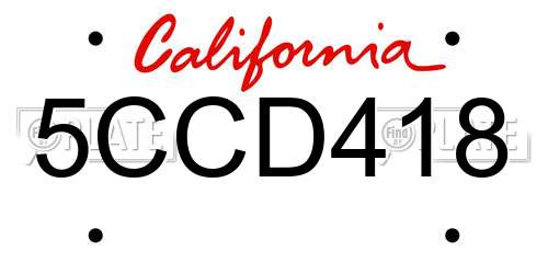5CCD418 California License Plate