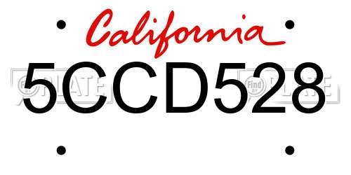 5CCD528 California License Plate