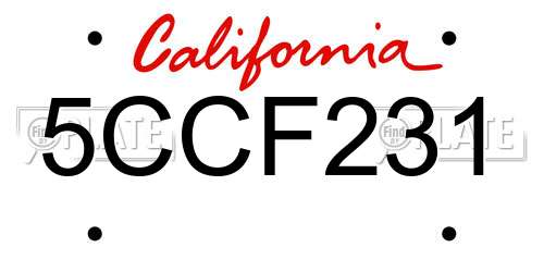 5CCF231 California License Plate