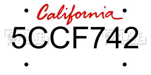 5CCF742 California License Plate
