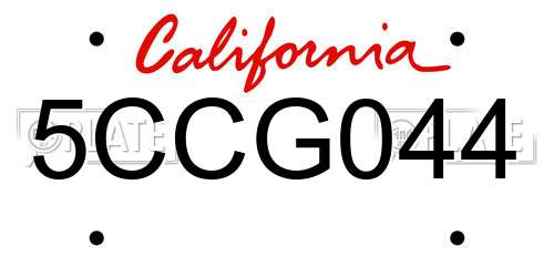 5CCG044 California License Plate