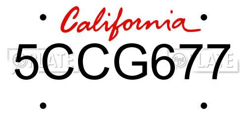 5CCG677 California License Plate