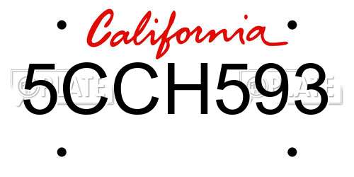5CCH593 California License Plate
