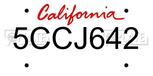 5CCJ642 California License Plate