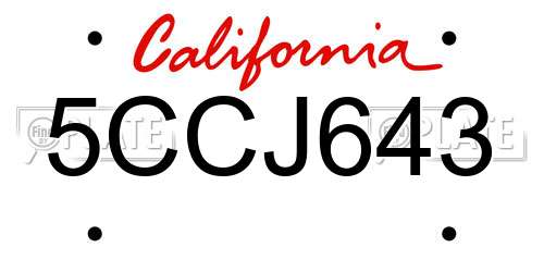 5CCJ643 California License Plate