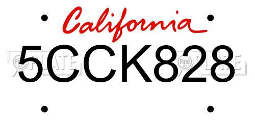 5CCK828 California License Plate