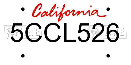5CCL526 California License Plate