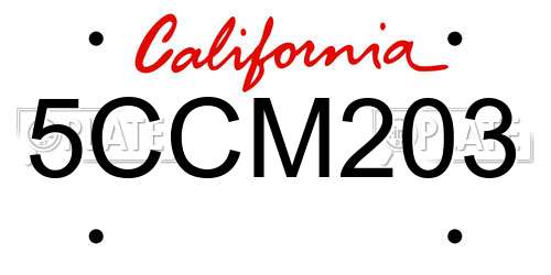 5CCM203 California License Plate