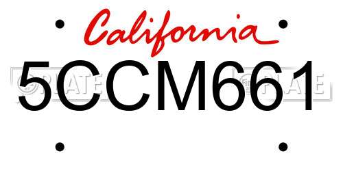 5CCM661 California License Plate